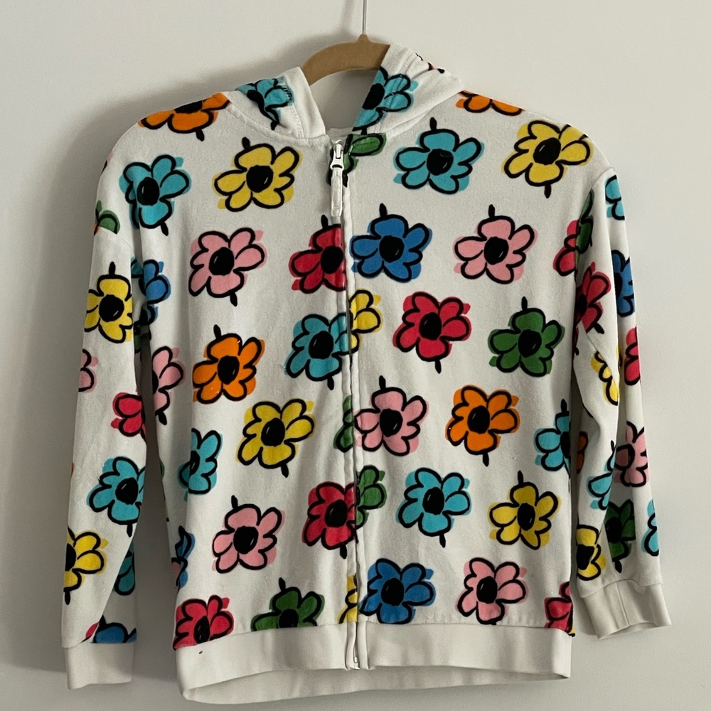 Girls Hanna Andersson size 140 (10) zip flower jacket